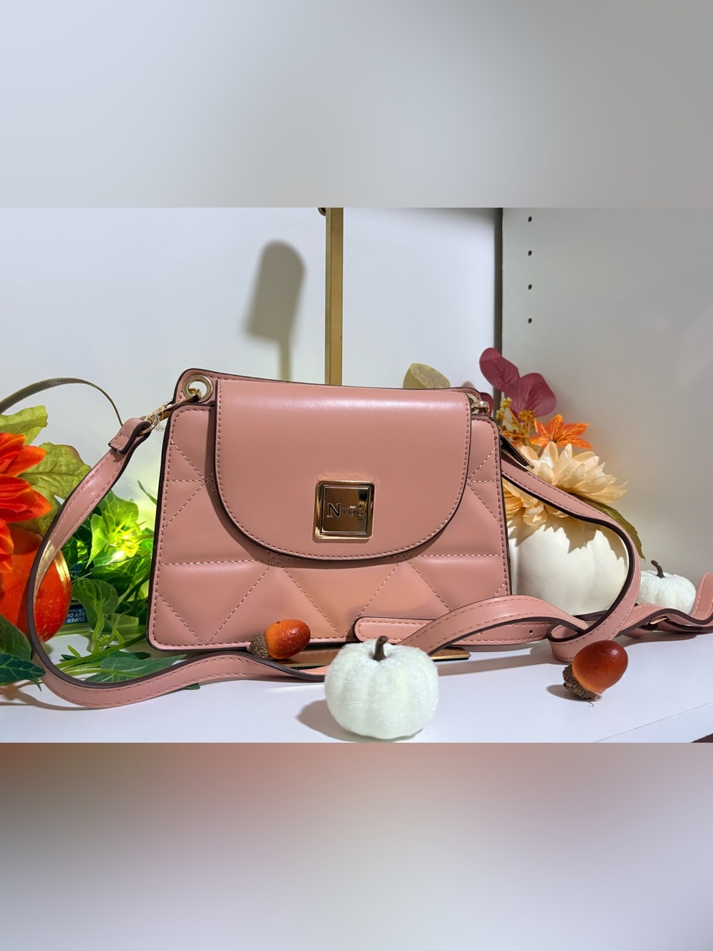 Pink Quilted Leather Crossbody Bag